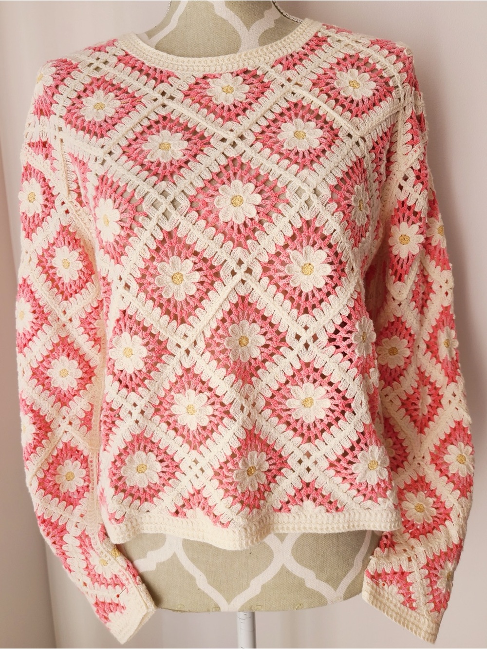 Girls Crochet Daisy Sweater